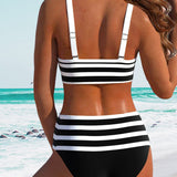 Laluna® | Bikini Listrado de Cintura Alta