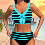 Laluna® | Bikini Listrado de Cintura Alta